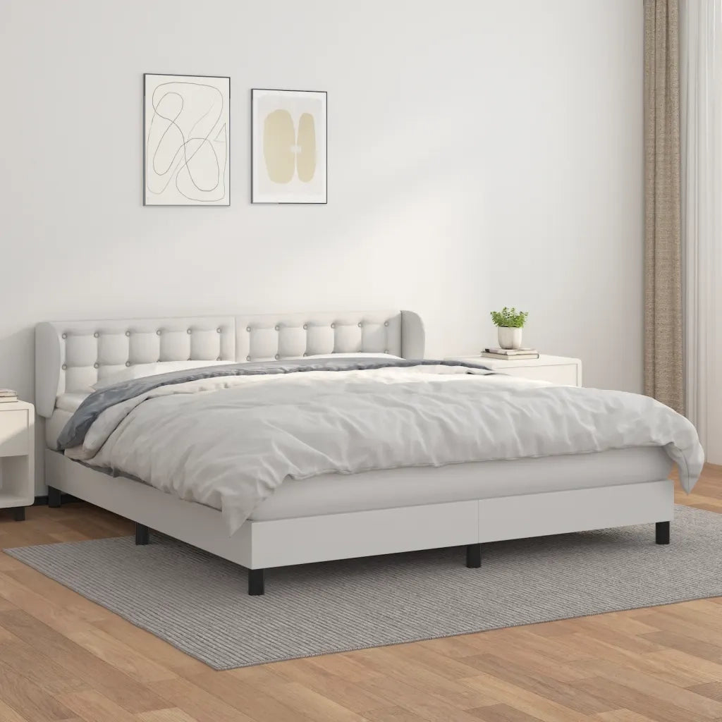 Giroletto a Molle con Materasso Bianco 180x200 cm in Similpelle