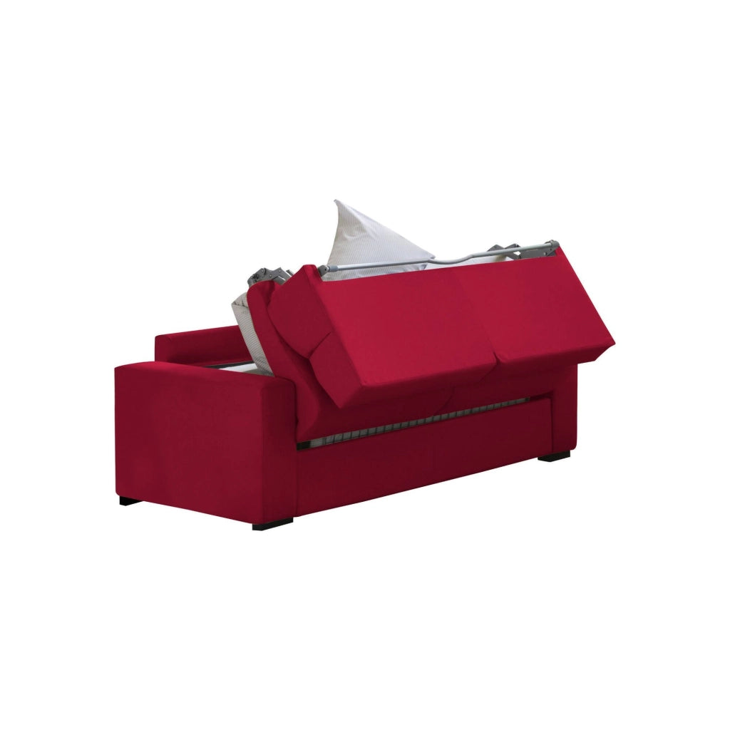 Quindici, Divano Letto 3 Posti Sfoderabile Made in Italy, 220x95 cm Rosso