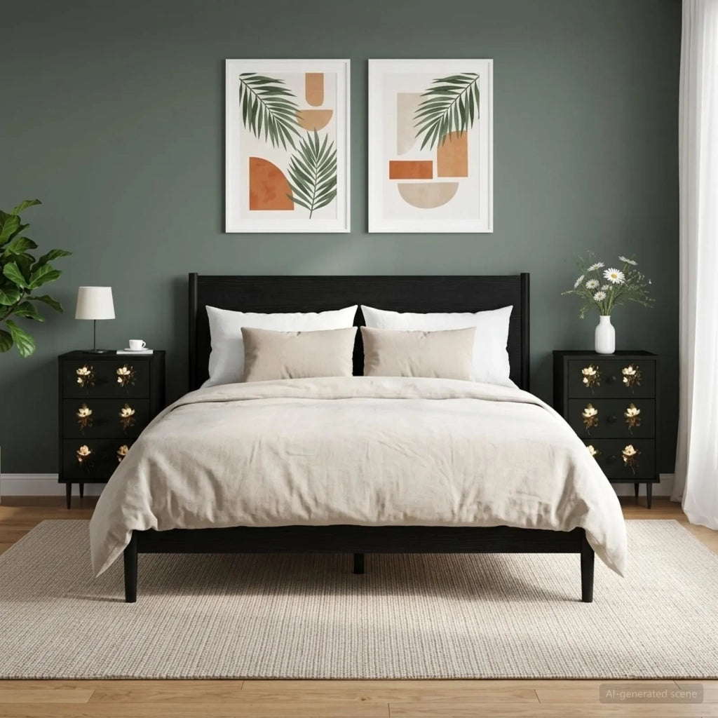Armadio da Notte BREMEN 2 pz Rovere Nero 36 x 33 x 61 cm 8007346