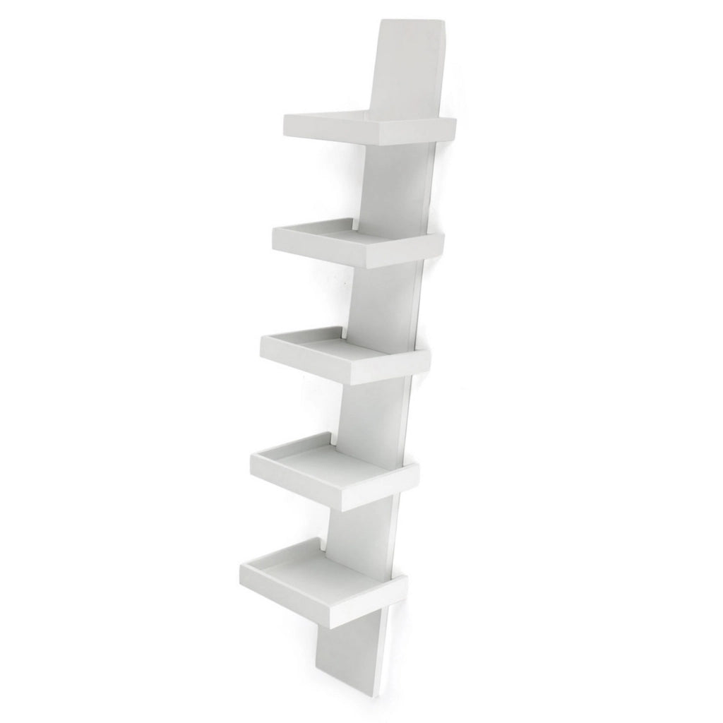 Libreria 5 ripiani effetto legno laccata bianca  cm. H.155xL.31xP.35
