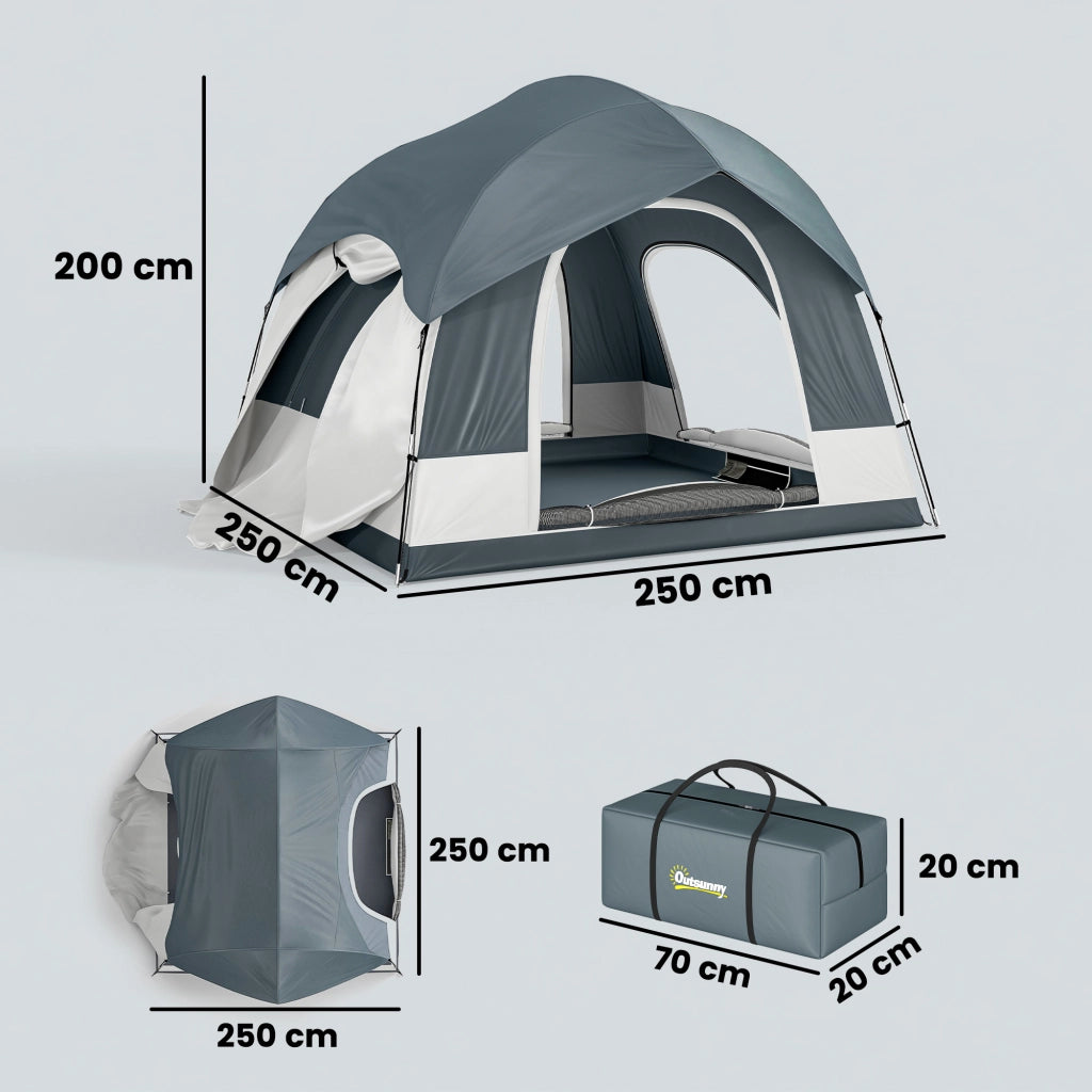 Tenda da campeggio 2-4 persone con 3 porte ¨C zephmum ¨C Blu scuro