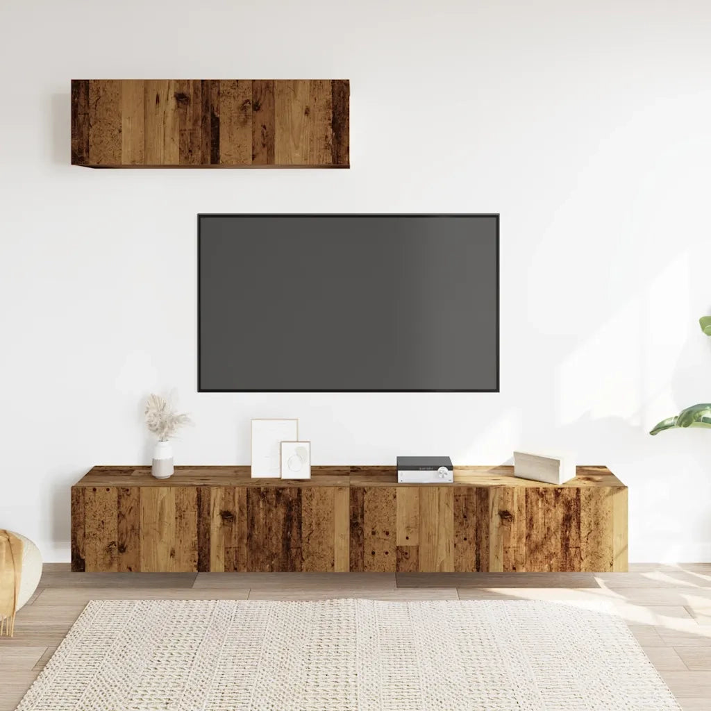 Mobili TV a Parete 3 pz Legno Antico 100x30x30 cm in Truciolato 3329007