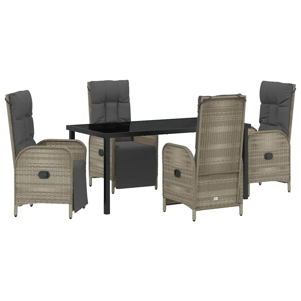 Set da Pranzo per Giardino con cuscino 5 pcs Grigio polyrattan 3380137