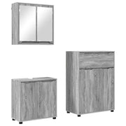 Set di mobili per il Bagno | Armadio da bagno con cassetto 3 pz Grigio Sonoma