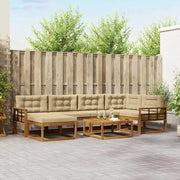 Set di divani da esterno con cuscino 7 pcs Naturale e Beige 3367871