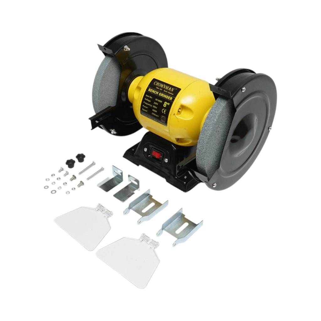 Smerigliatrice da banco 400W, disco abrasivo 220V 200x20x16mm, velocità di rotazione 2950rpm Crownman