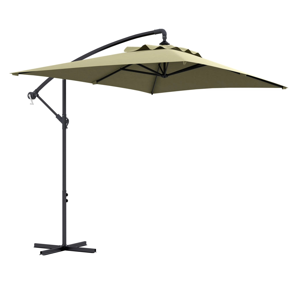 Ombrellone da Giardino Decentrato 294x193 cm con Base a Croce Beige