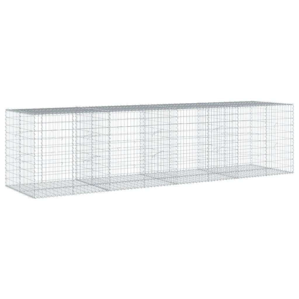 Cesto Gabbione con Copertura 400x100x100 cm in Ferro Zincato 3295196