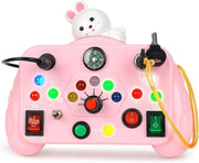 Attività educativa per bambini di 2, 3, 4 anni, tavolo di attività con luce LED e interruttore, sviluppo sensoriale e motorio, giocattolo educativo per regali per bambini di entrambi i sessi