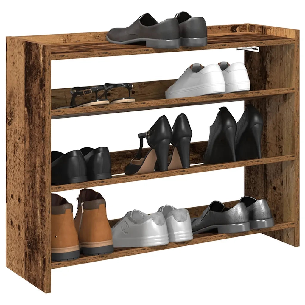 Scarpiera-Scaffale per scarpe Legno Antico 80x25x62 cm in Legno Multistrato
