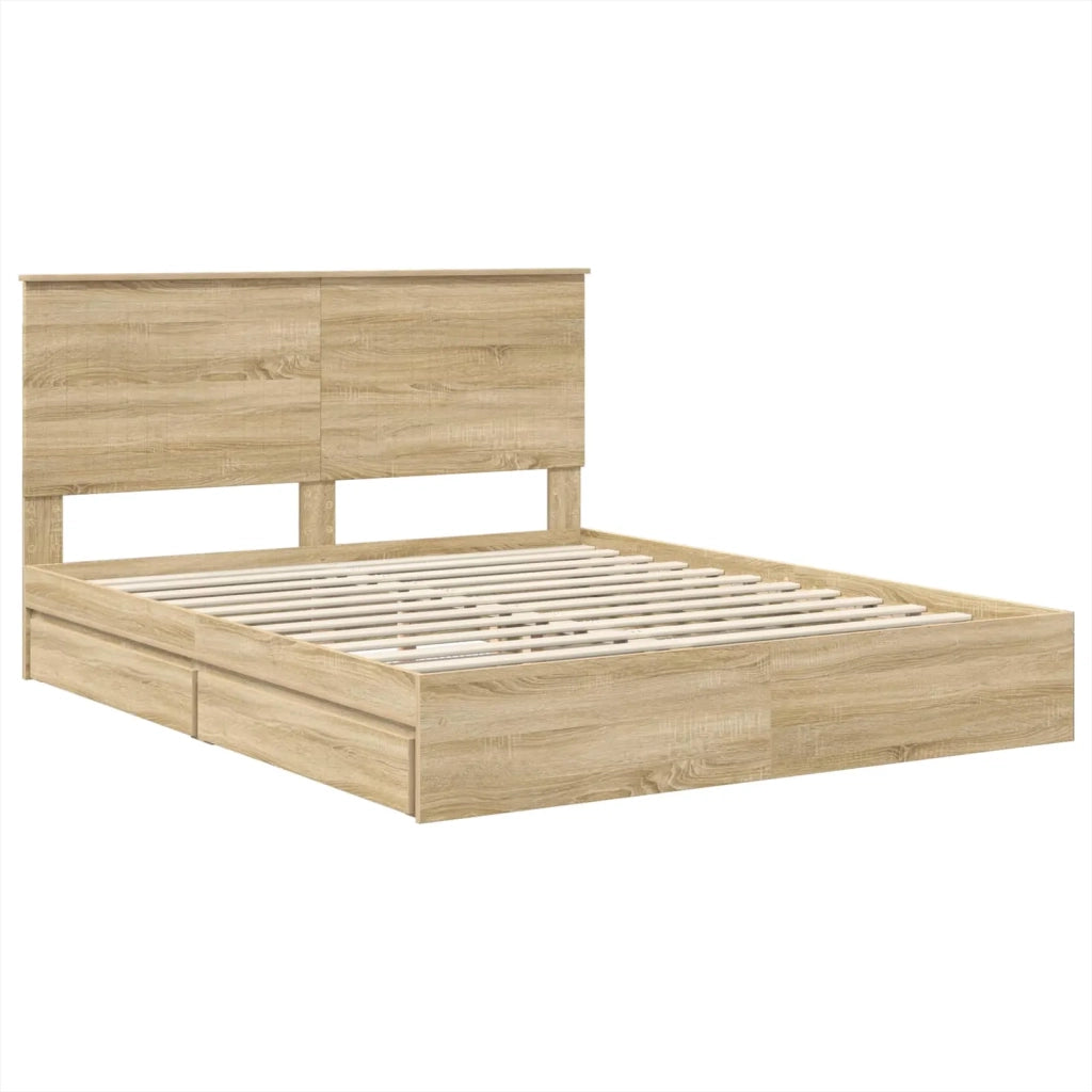 Letto con Contenitore con testiera Rovere Sonoma 160 x 200 cm