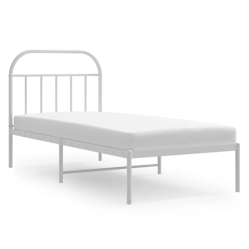 Giroletto con Testiera-Struttura Letto con testiera Metallo Bianco 90x190 cm 206719