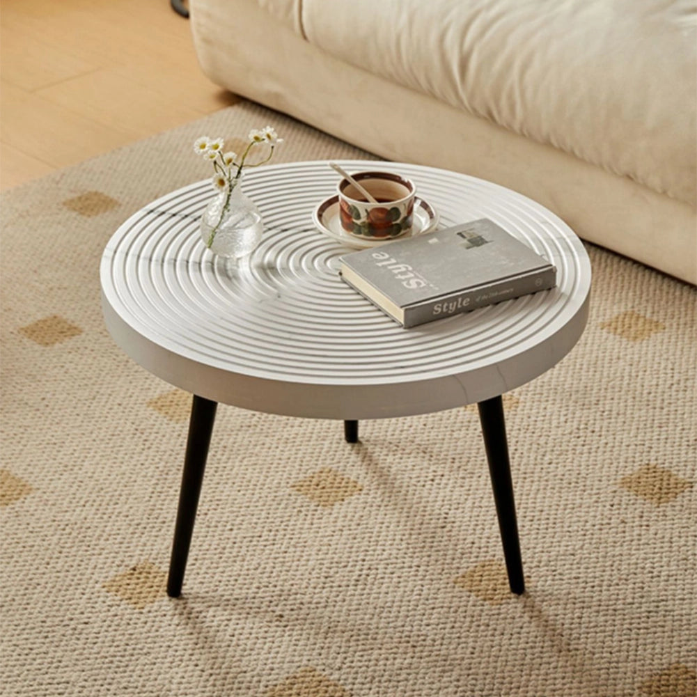 Set 2 Tavolini da Caffè Tondi Bianco Design Industrial Tavoli Soggiorno Rotondi