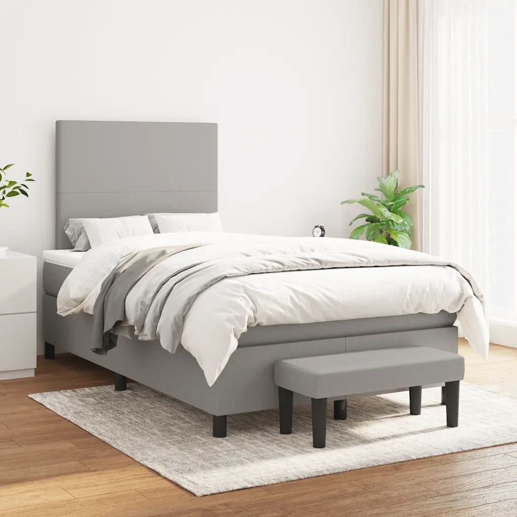 Giroletto a Molle con Materasso Grigio Chiaro 120x190cm Tessuto