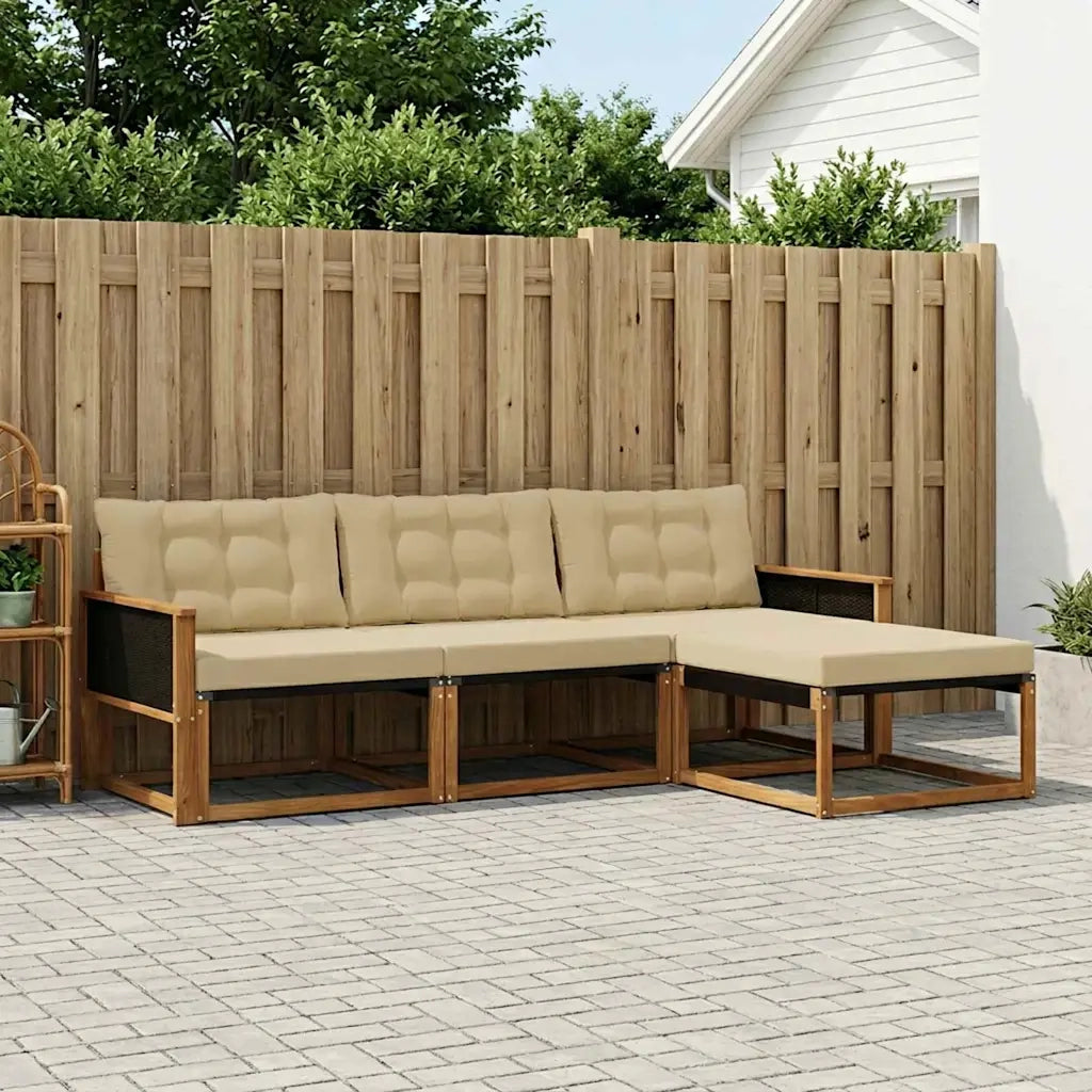 Set di divani da esterno con cuscino 4 pcs Naturale e Beige 3381337