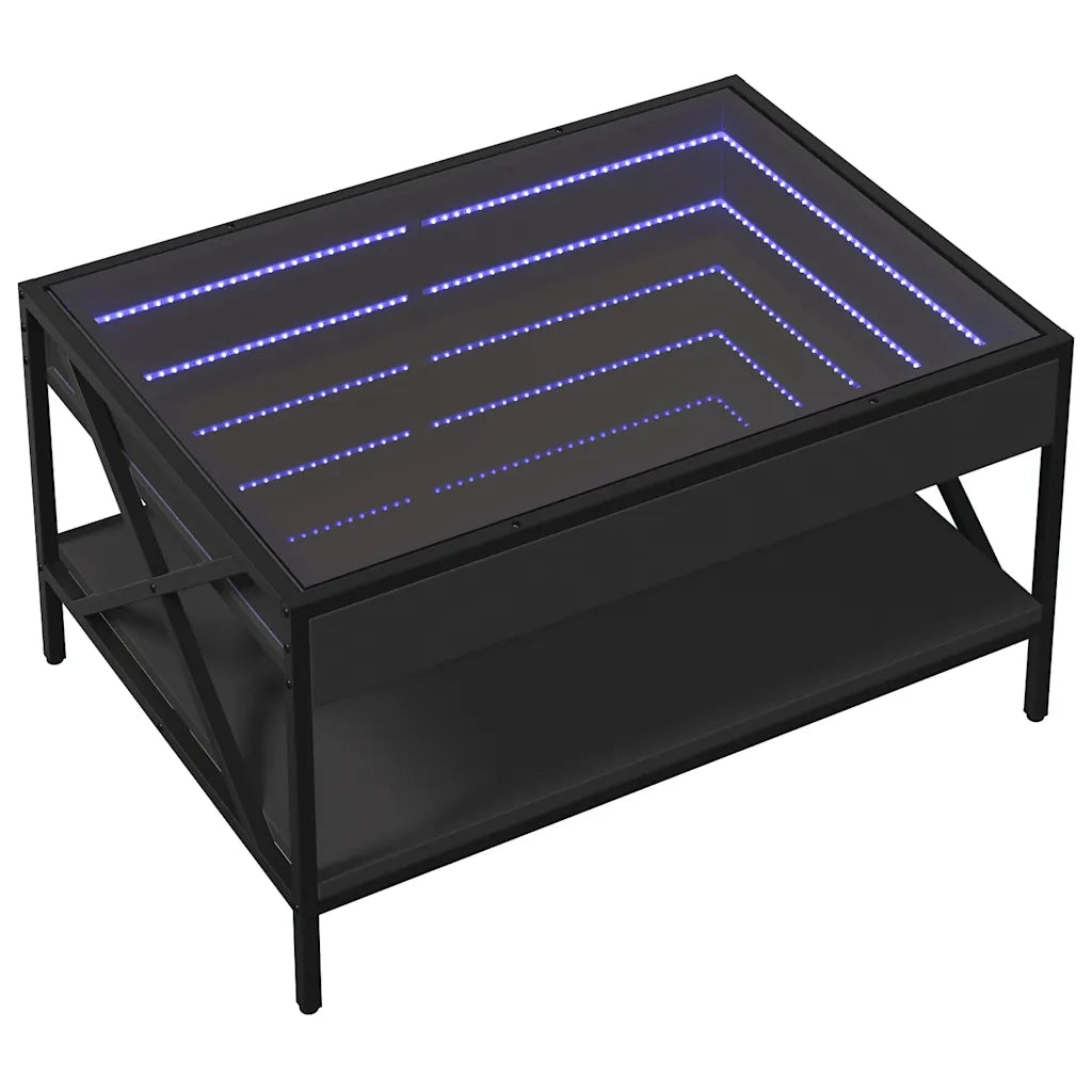 Tavolino da salotto | Tavolino da caff¨¨ | Tavolino da Soggiorno con LED Infinity Nero 70x50x38 cm