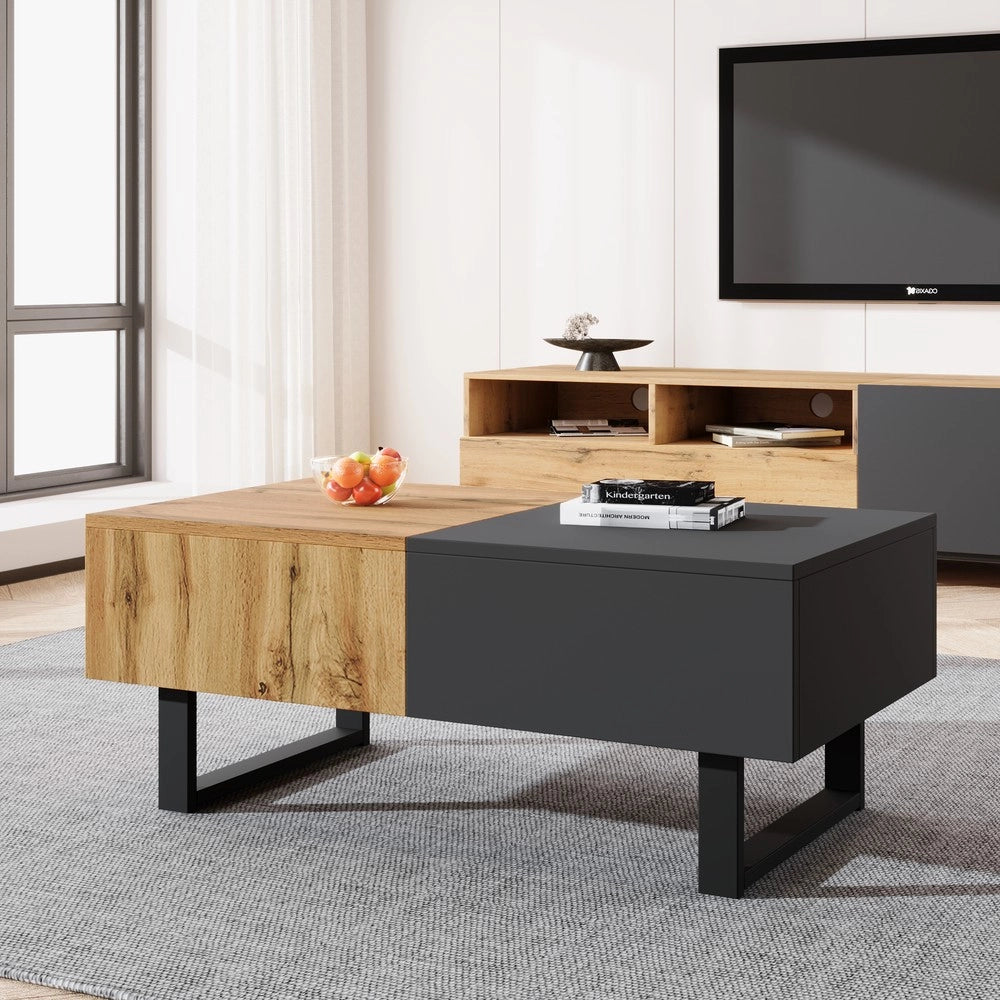 Tavolino da Caff¨¨ Multifunzione con Ripiano ¨C MINIMAL ¨C Legno e Metallo, 155x55x40