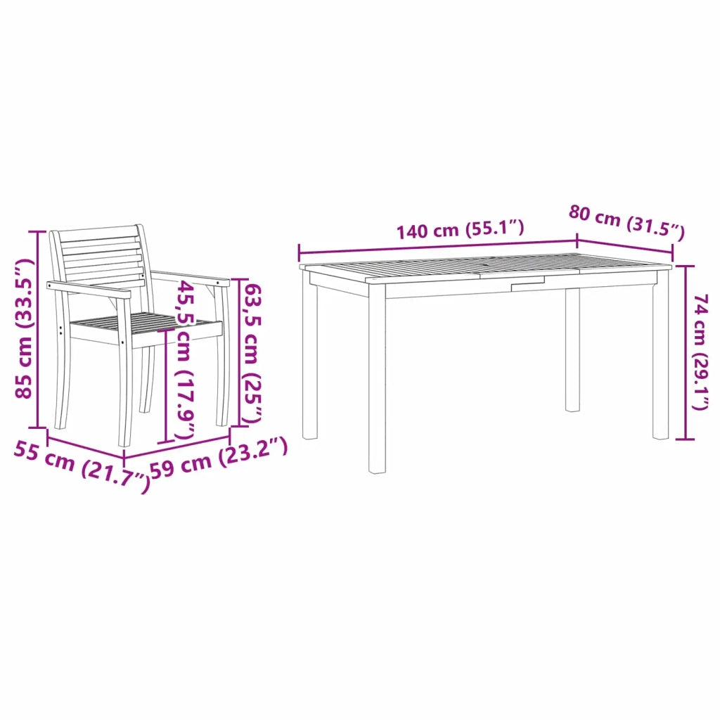 Set da Pranzo per Giardino 5 pcs Marrone 3375663