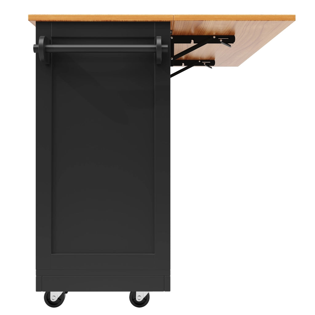 CARRELLO DA CUCINA 140x70/40x93,5 cm Nero in MDF con piano ribaltabile
