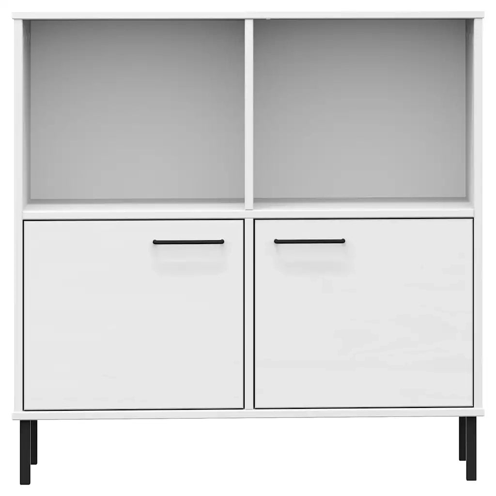 Libreria Gambe Metallo Bianco 90x35x90,5 cm Legno Massello OSLO cod mxl 18243