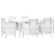 Set da Pranzo per Giardino 7 pz | Set Salotto da Giardino Bianco Rattan Polt