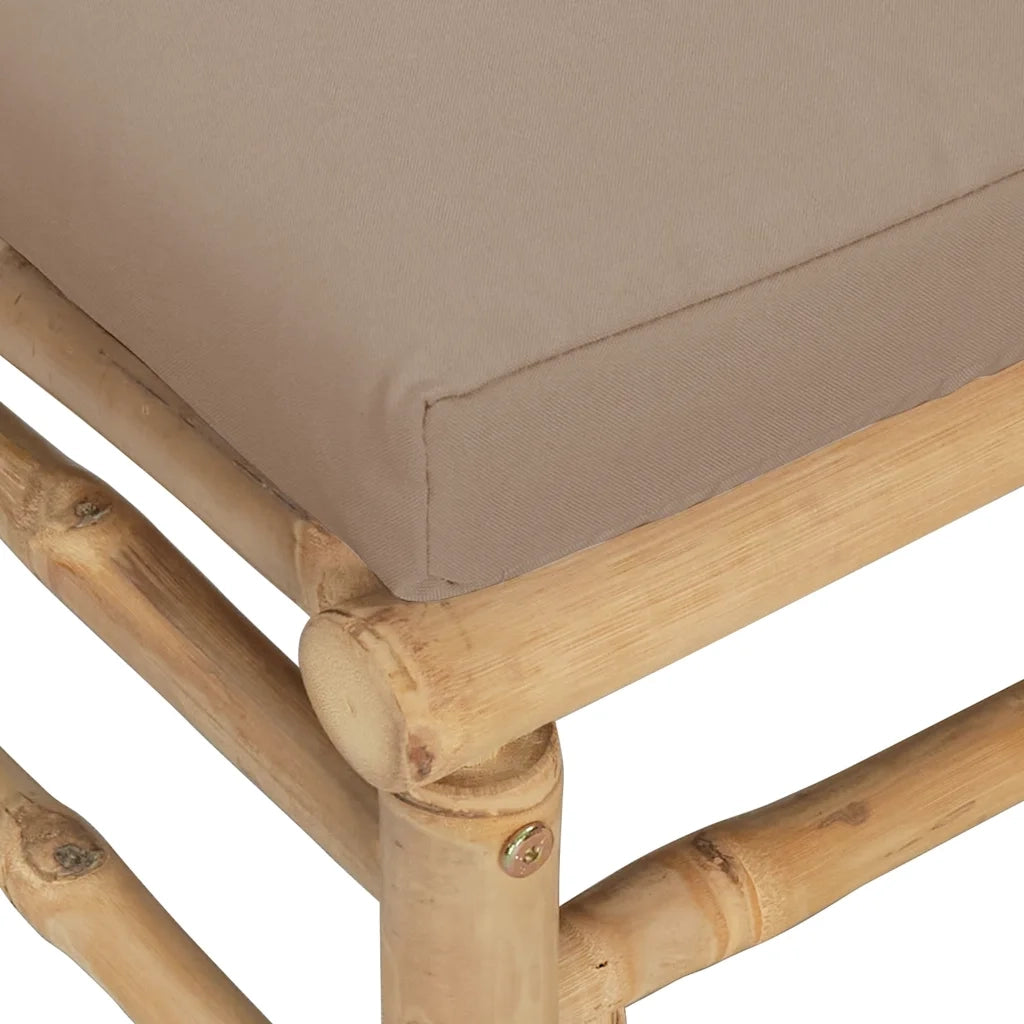 Divano Angolare da Giardino con Cuscini-Sofa da Giardino-Divanetto da esterno Tortora in Bamb¨´