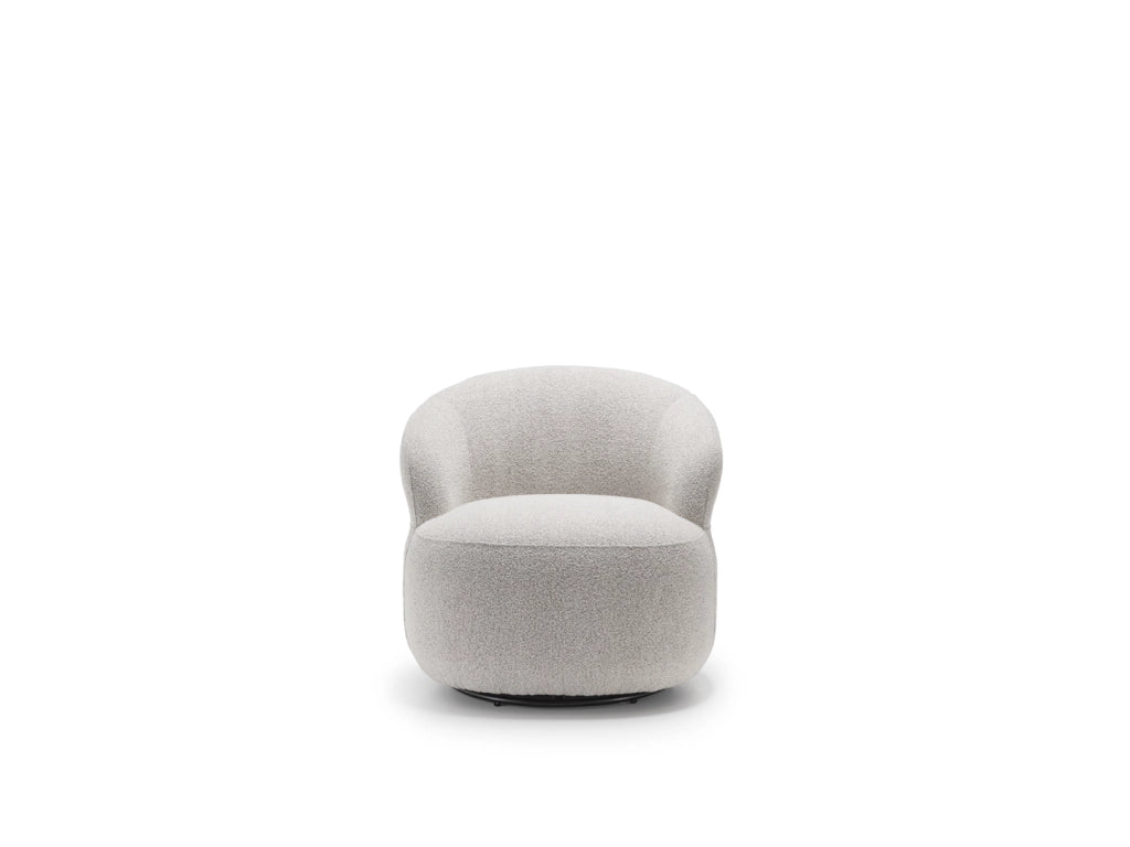 Poltrona Julep Girevole in tessuto bouclé color Grigio Chiaro e struttura in metallo nero - Stones