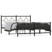 Letto matrimoniale | Letto per adulti | Giroletto con Testiera e Pediera Metallo Nero 150x200 cm