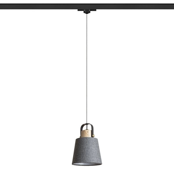 Lampadario CHOUPETTE per binario trifase grigio nerastro tessuto/legno 230V E27 15W