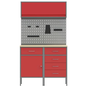 Set di mobili da lavoro con cassetto con blocco 5 pcs Rosso 3321427