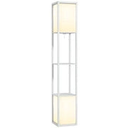 Lampada da Terra Moderna con 2 Paralumi e 2 Ripiani per Lampadine E27 Max. 40W, 26x26x156 cm, Bianco