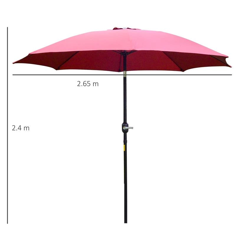 OMBRELLONE ROTONDO E REGOLABILE CON MANOVELLA IN POLIESTERE METALLO E FIBRA DI VETRO Ø 265X240 CM ROSSO E NERO