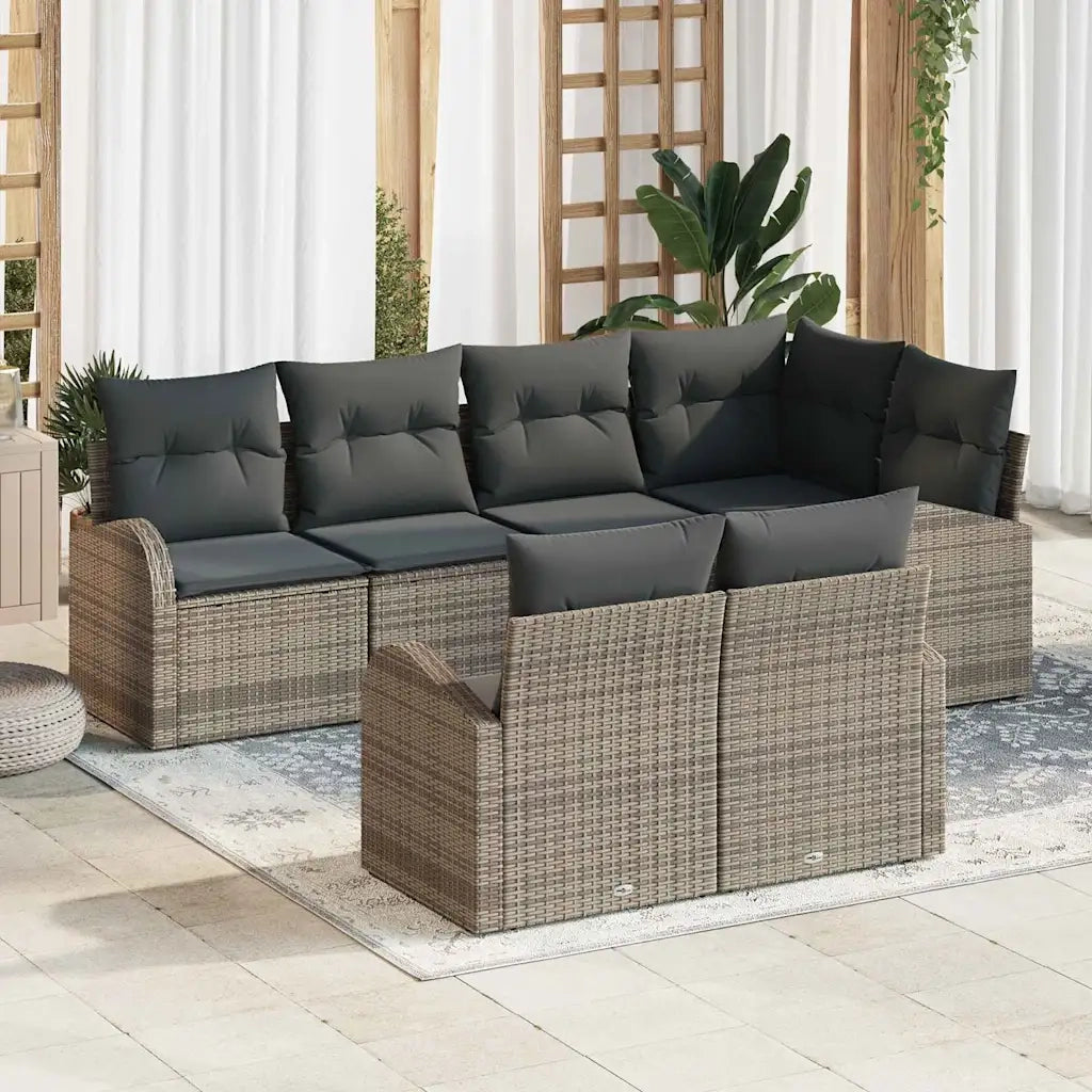 Set Divano da Giardino Grigio polyrattan 3346079