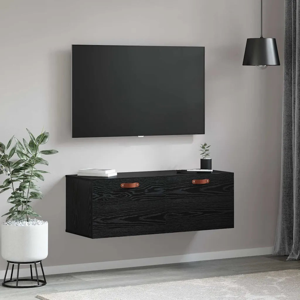 Mobiletto a muro Rovere Nero 100 x 36,5 x 35 cm 879563
