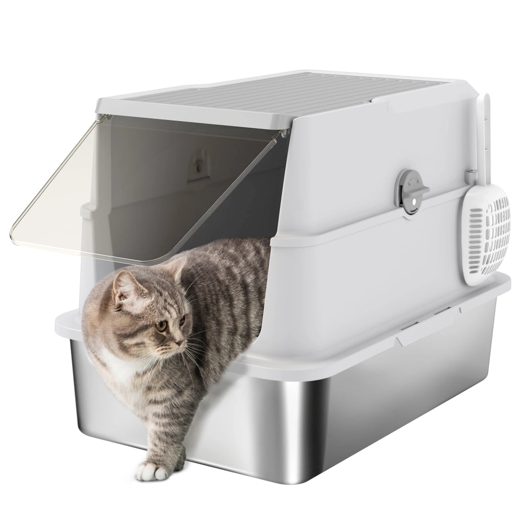 Casetta igienica per gatti XL in acciaio inossidabile ¨C Minimal ¨C 60.2x40.2x43.3 cm, grigio chiaro
