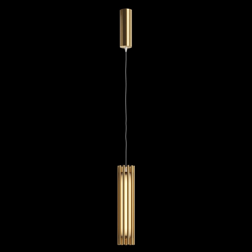 Sospensione Contemporanea Sonata Led Alluminio Ottone Diffusore In Vetro Oro
