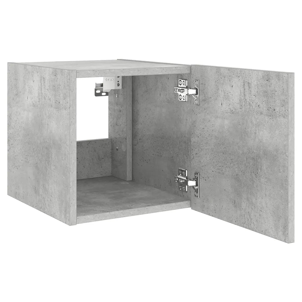 Mobile TV a Parete con Luci LED-Mobile TV a Muro Grigio Cemento 30,5x35x30 cm