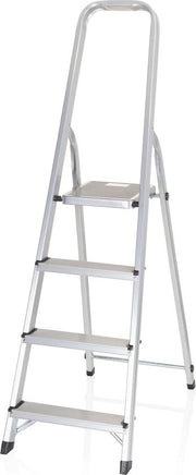 Scale aerea a 4 gradini con cerniera di sicurezza - alluminio - sostenibile fino a 150 kg - colore argento