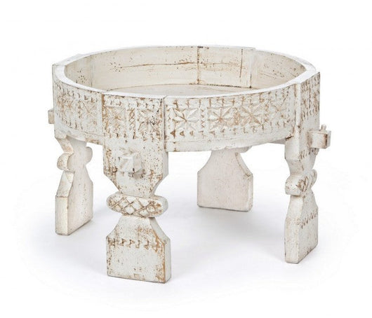 Tavolino Yasir Bianco D50 Rotondo in Legno