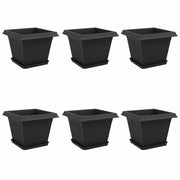 Fioriere | Cassetta per fiori | Vasi per Piante 6 pz Nero 28,5 x 28,5 x 22 cm Plastica