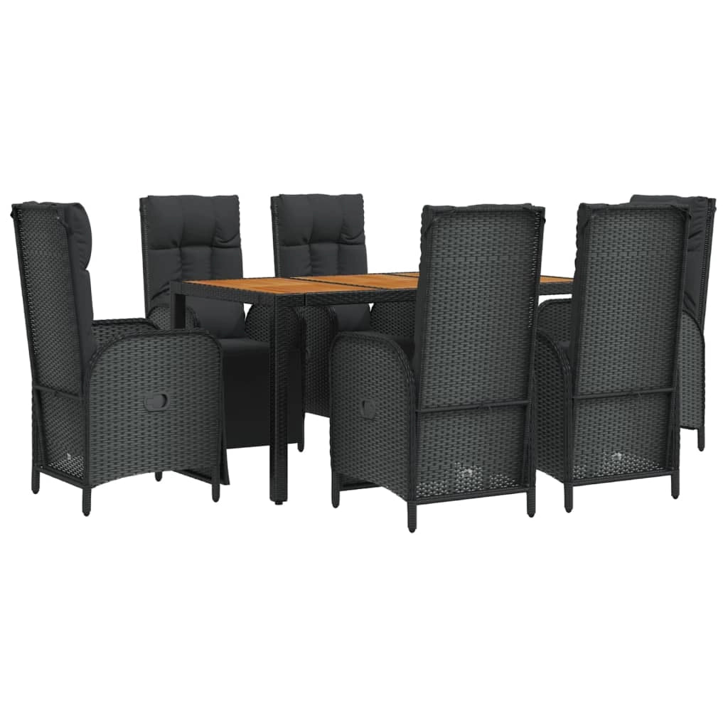 Set da pranzo da esterno in vimini di resina nera da 7 pezzi con cuscini 02_0014464