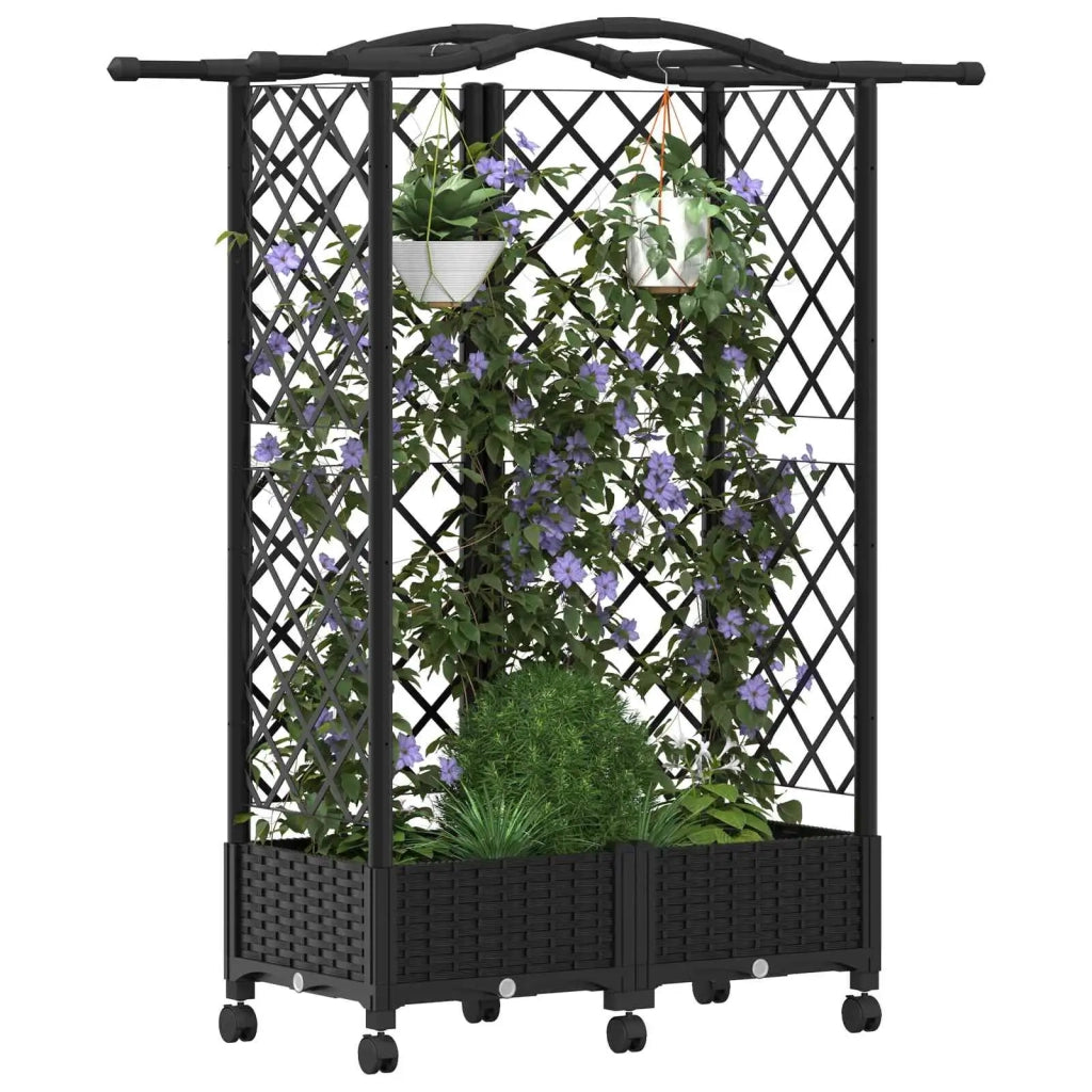 Letto Rialzato con Griglia e Tetto Nero 124 x 40 x 129 cm PP 3423018