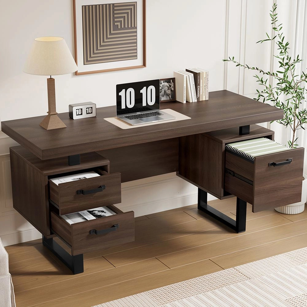 Scrivania - Xylo - 135??54??75 cm - Cassetto Silenzioso Legno/Acciaio