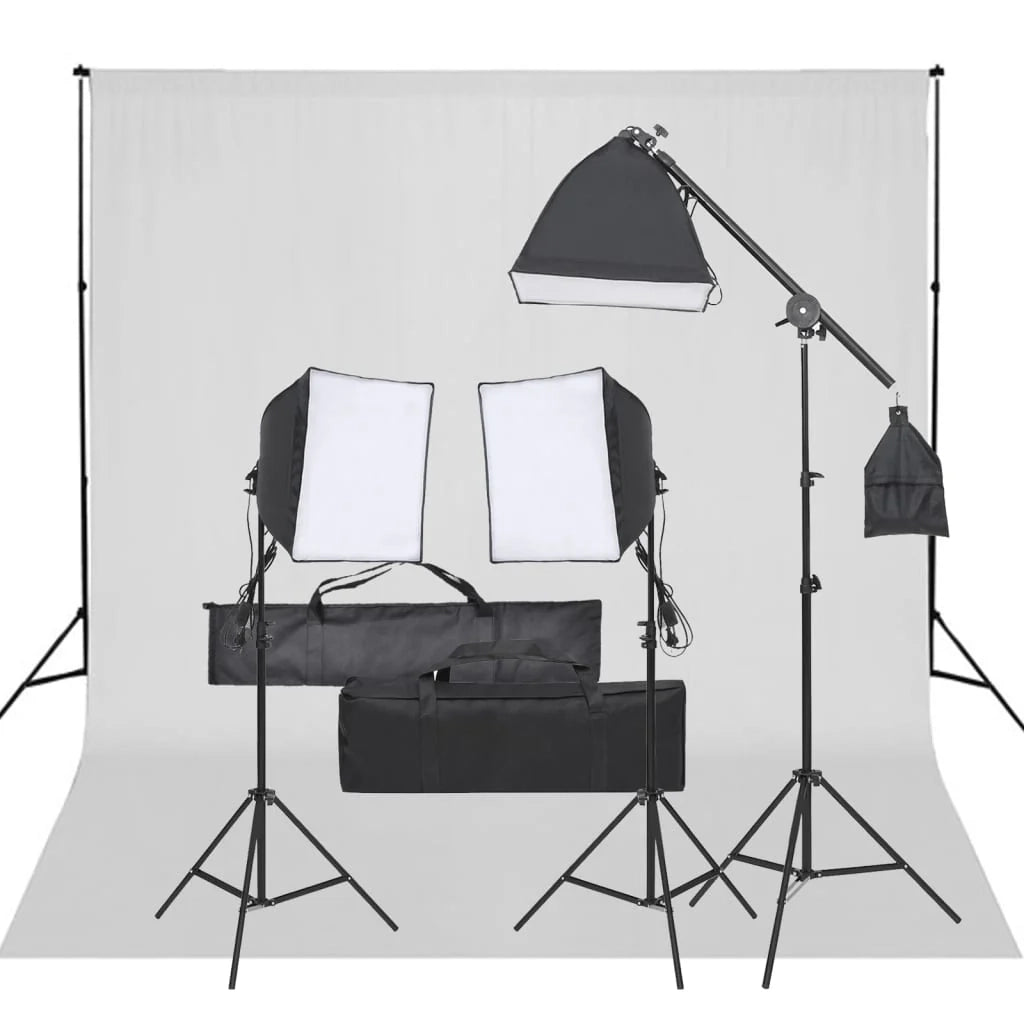 Kit per studio fotografico con illuminazione e fondale nero 02_0042424