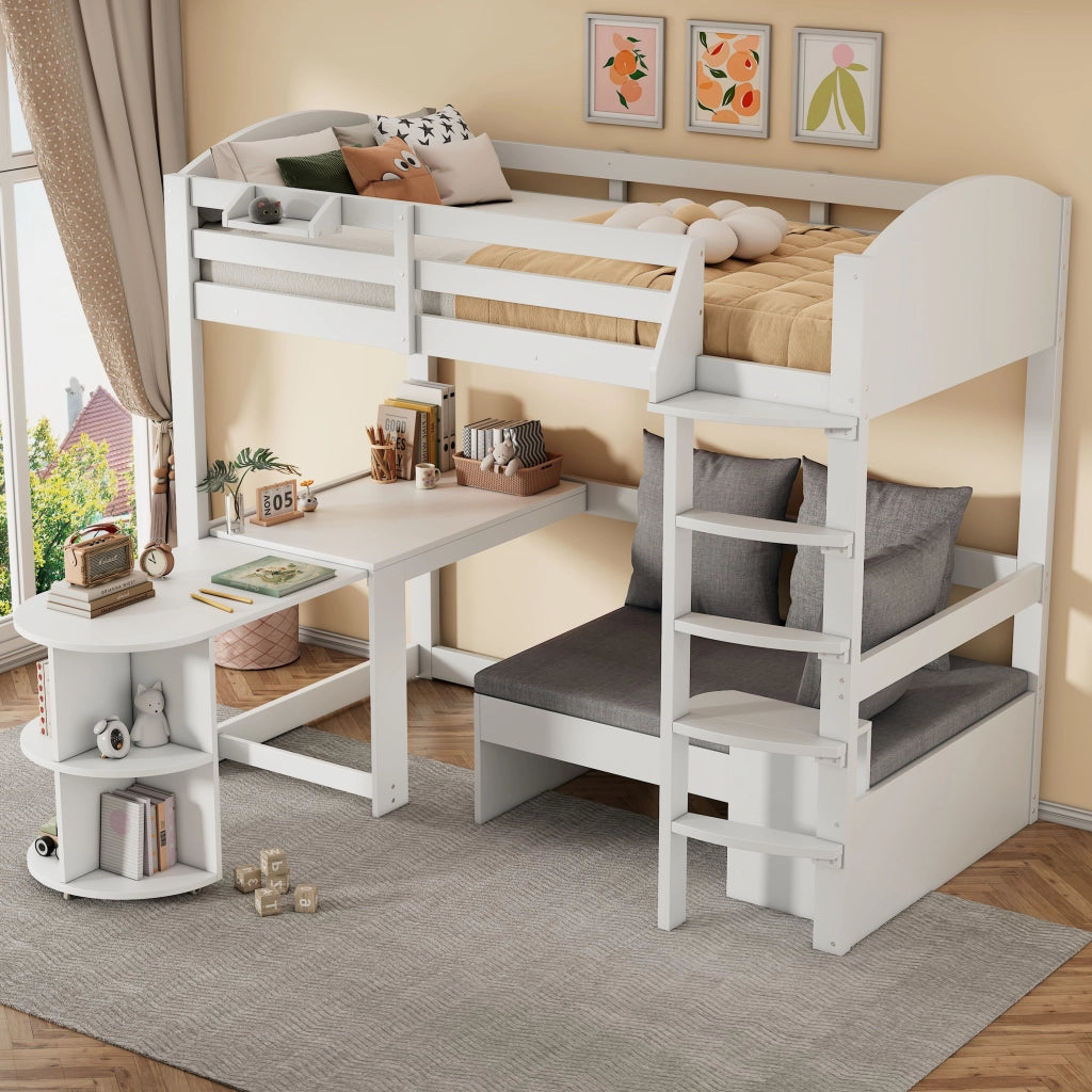 Letto a castello funzionale in legno massello 90x200 cm