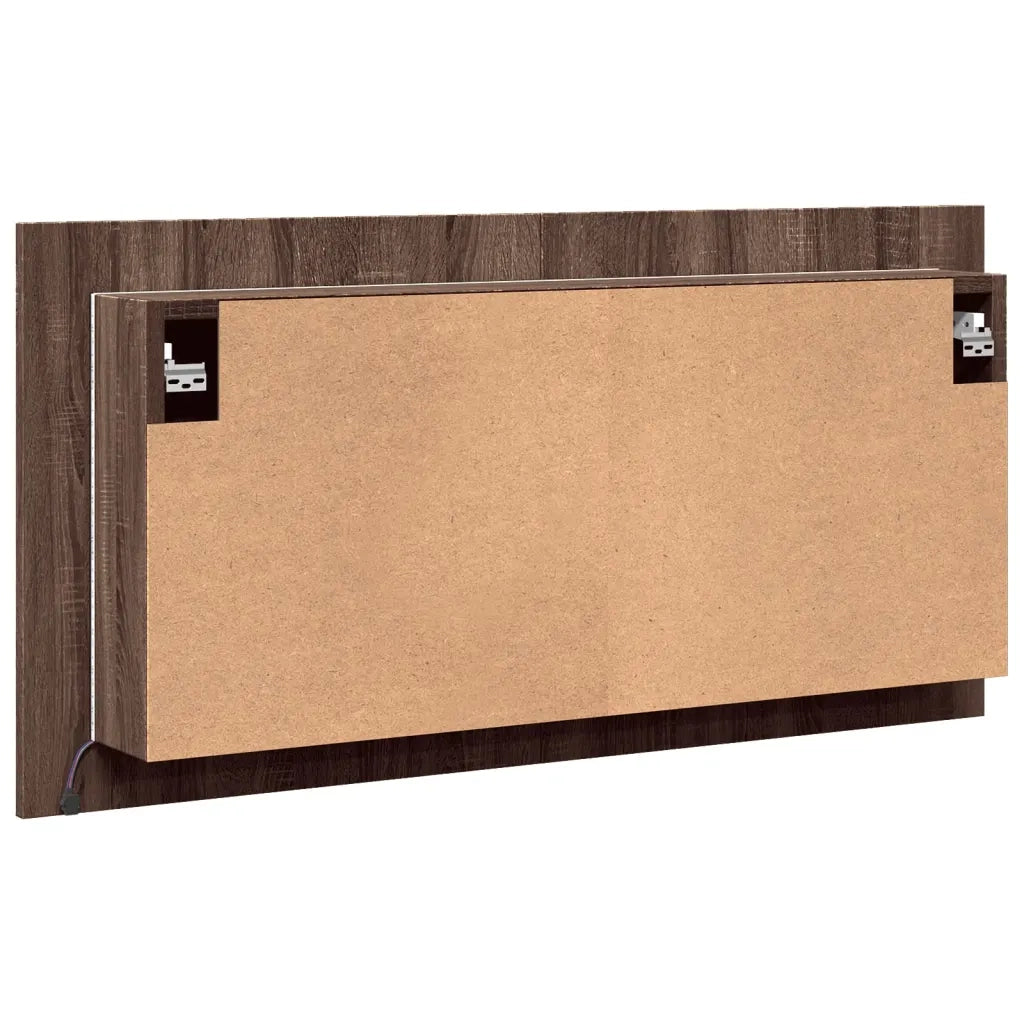Armadietto Specchio con LED-Mobile bagno con specchio Rovere Marrone 90x12x45cm Acrilico