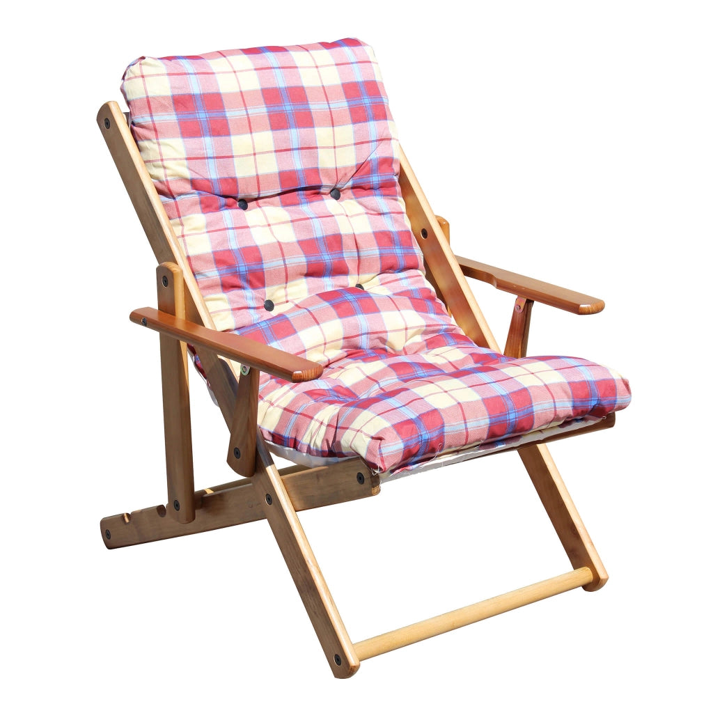 Poltrona Sdraio 3 posizioni con cuscino in Cotone Legno cm 84x60x100 - OZZY