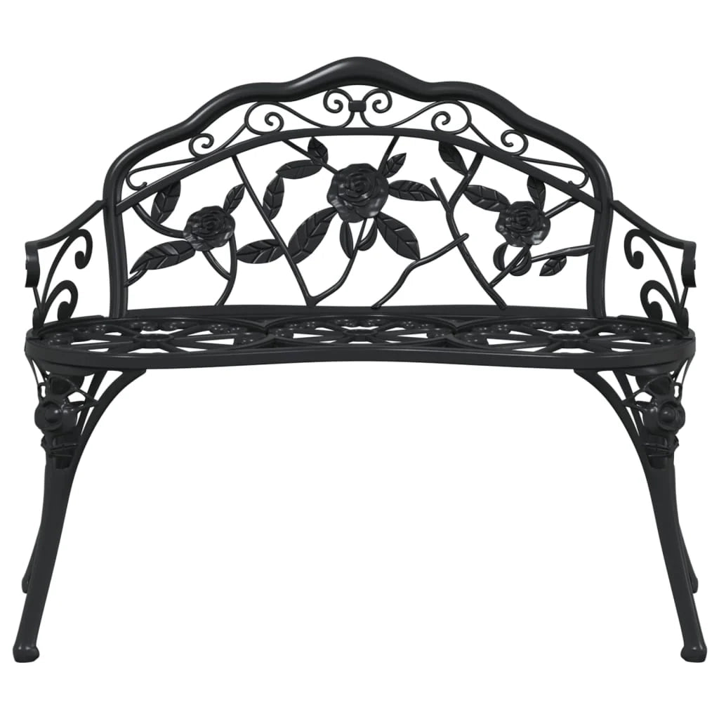 Panca da giardino mobili da esterno terrazza 100 x 54 x 80 cm alluminio pressofuso nero 02_0011142