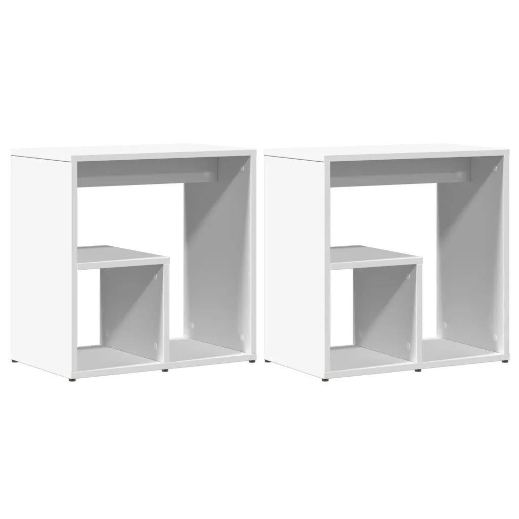Tavolini Bianchi 2 pz 50x30x50 cm in Legno Multistrato 840556