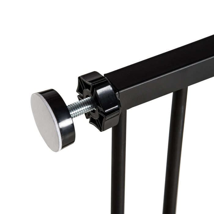 Cancelletto per Cani Estensibile con Viti e Ampia Apertura 76-107x76 cm in Metallo e Plastica Nero